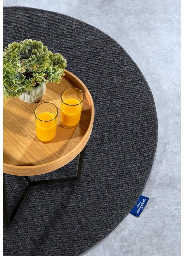 Tmavosivý ručne tkaný vlnený okrúhly koberec ø 160 cm Francois – Villeroy&amp;Boch