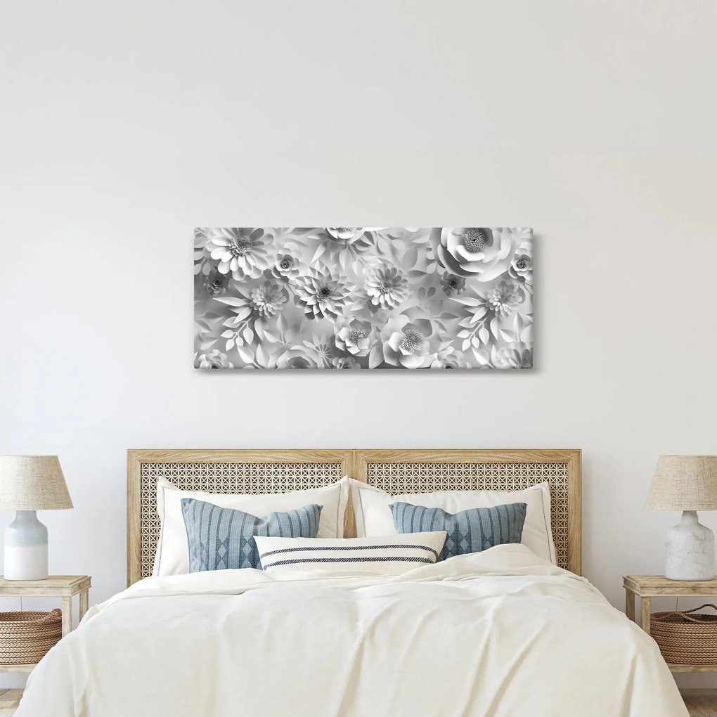Obraz - Biele kvety (120x50 cm)