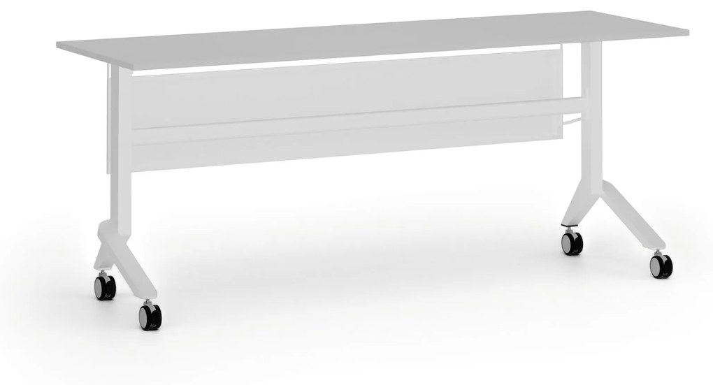 Mobilný stôl PRIMO MOVE, 1800 x 600 mm, biela podnož, sivá