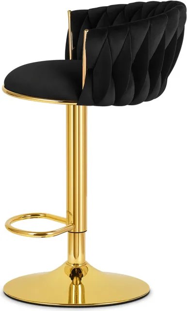 Sada dvoch barových stoličiek MIG zamatová, zlatá / čierna ( 2 ks)