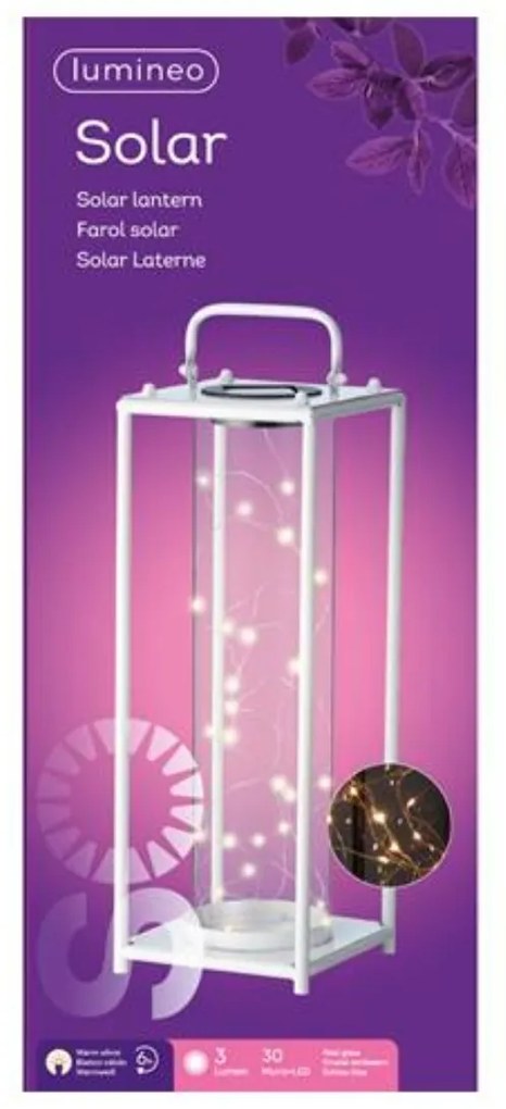 Solárna lampa LANTERN WHITE biela