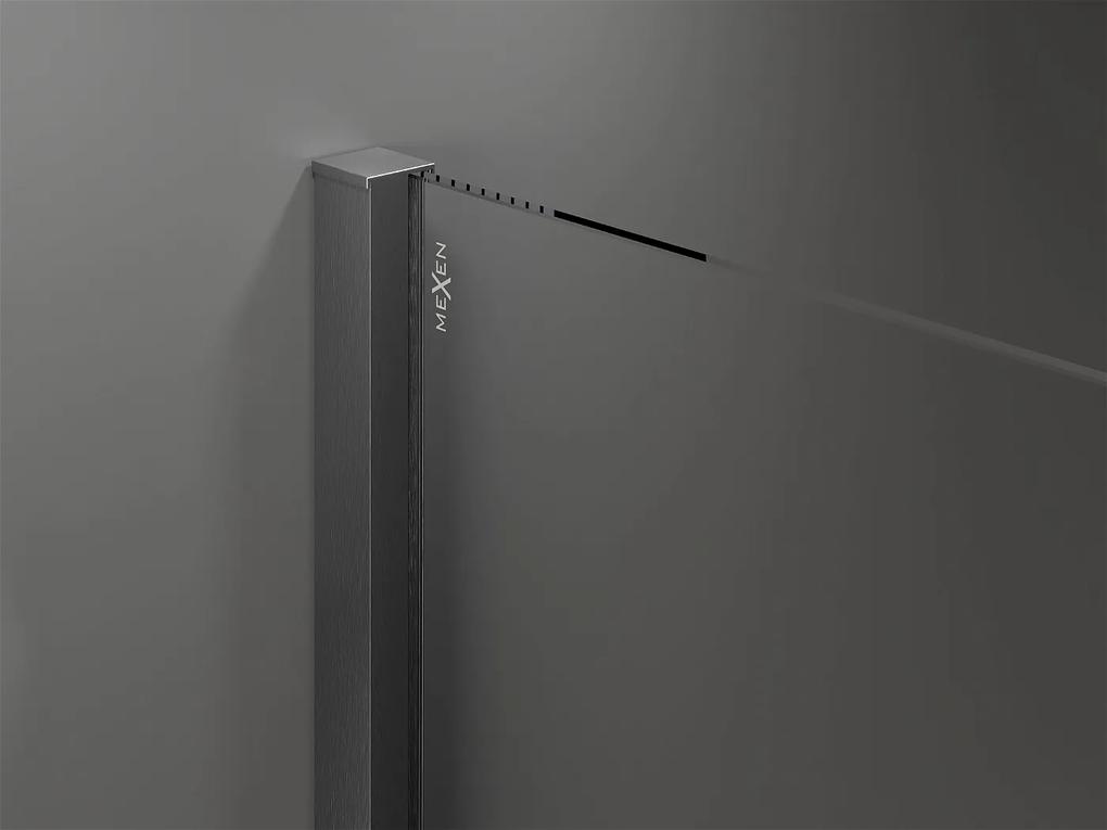 Mexen Velar, sprchový kút s posuvnými dverami 140(dvere) x 80(stena) cm, 8mm číre sklo, grafitová matná, 871-140-080-01-66