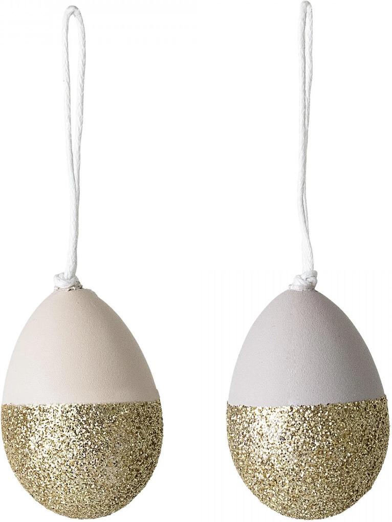 Bloomingville Mini veľkonočné vajíčka Gold glitter - set 2 ks