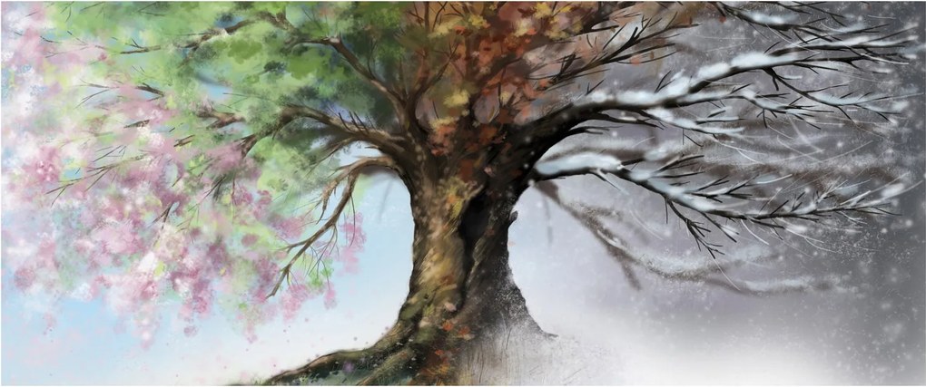 Obraz - Strom štyroch ročných období (120x50 cm)