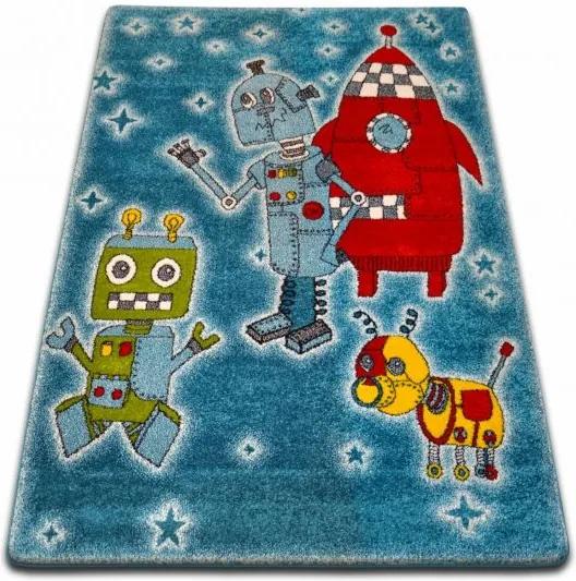 MAXMAX Detský koberec KIDS Roboti - modrý