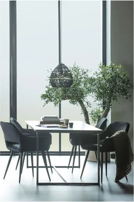 Čierne čalúnené jedálenské kreslá v súprave s podrúčkami 2 ks Jelle – WOOOD