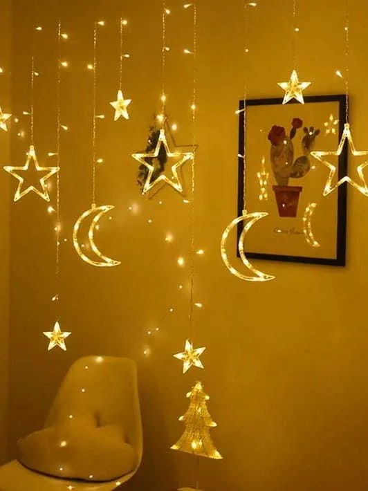 Dekoračná LED girlanda HVIEZDY A MESIACA - 2,5 m - teplá biela