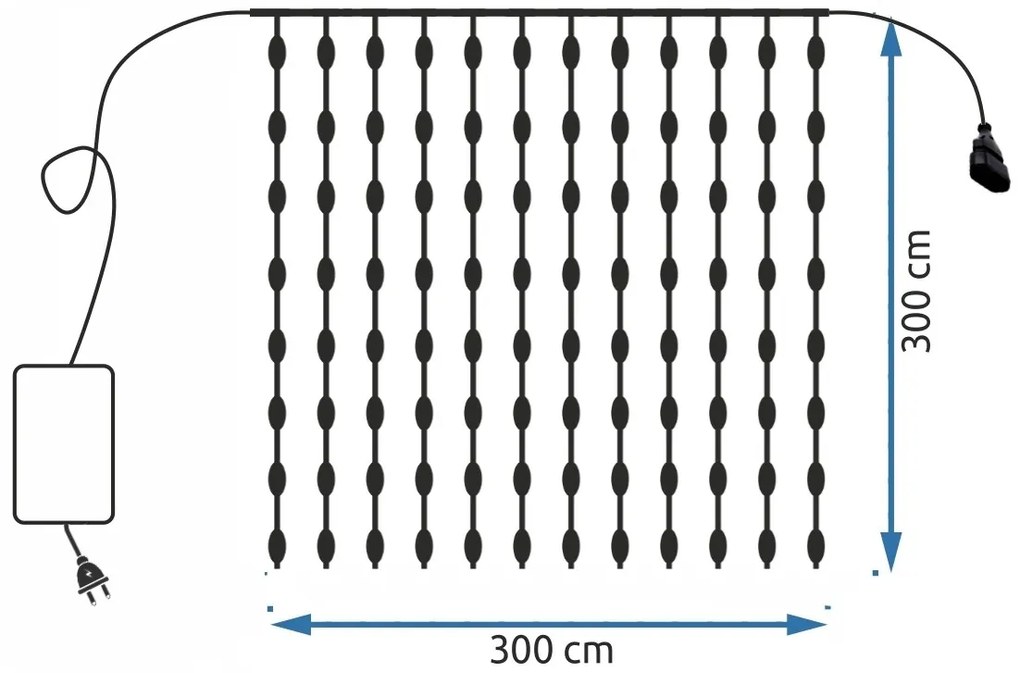Světelný LED řetěz Kurty 300 cm teplá bílá