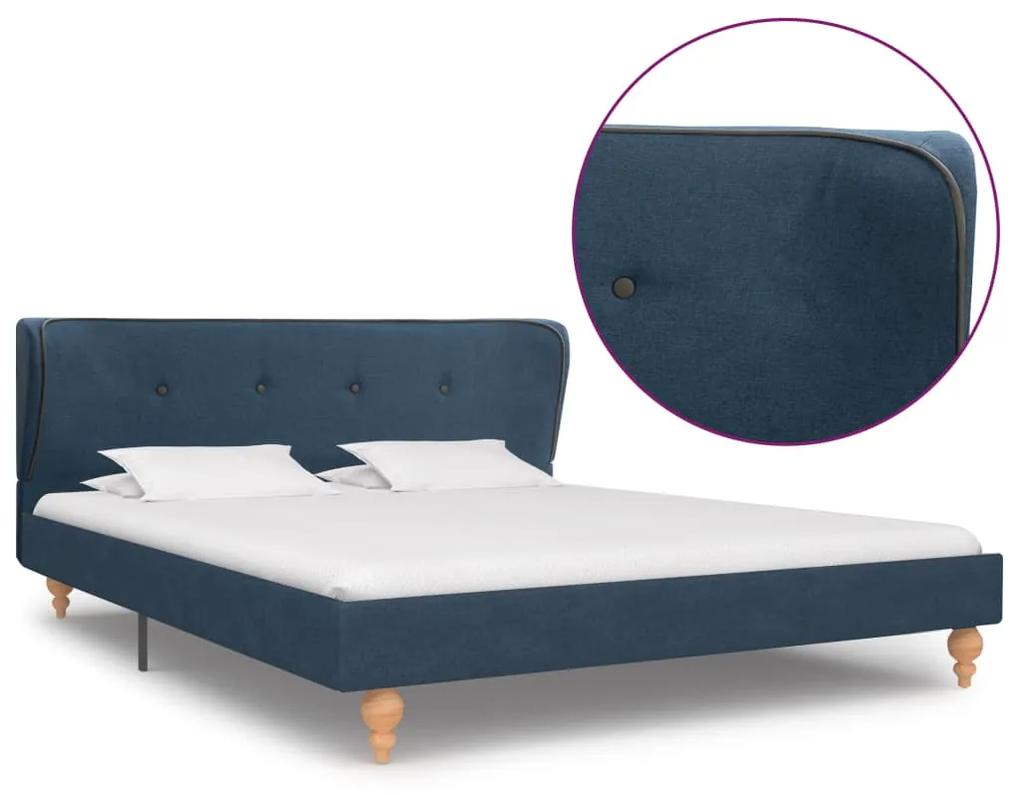 vidaXL Rám postele modrý látkový 140x200 cm