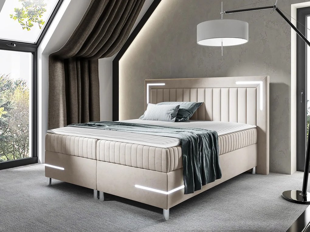 Kontinentálna posteľ Suhak 3 LED, Rozmer postele: 120x200, Dostupné poťahy: Fresh 01