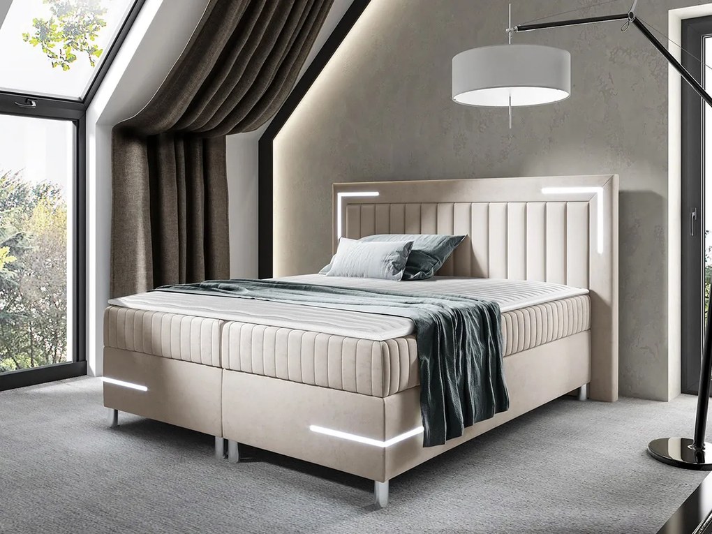 Kontinentálna posteľ Suhak 3 LED, Rozmer postele: 180x200, Dostupné poťahy: Fresh 08