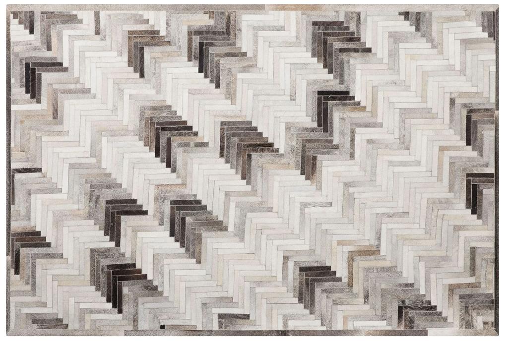 Kožený koberec 160 x 230 cm sivá/béžová ARSUZ Beliani