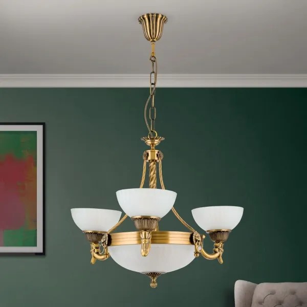 Orion LU 1689/3+3 - Luster na reťazi ROCCA 6xE27/60W/230V pr. 64 cm bronz/biela