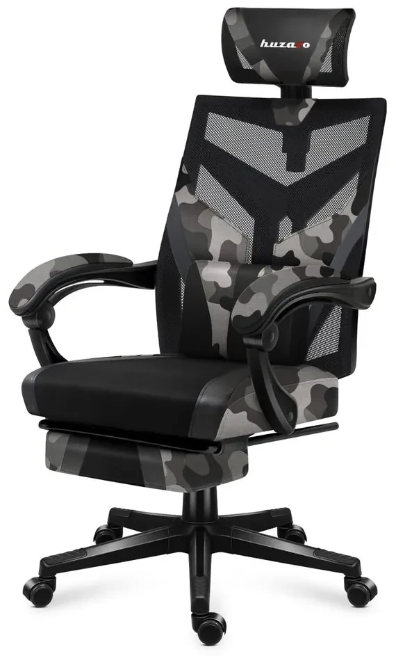 Huzaro Herné kreslo Combat 5.0 s výsuvnou podnožkou - šedá