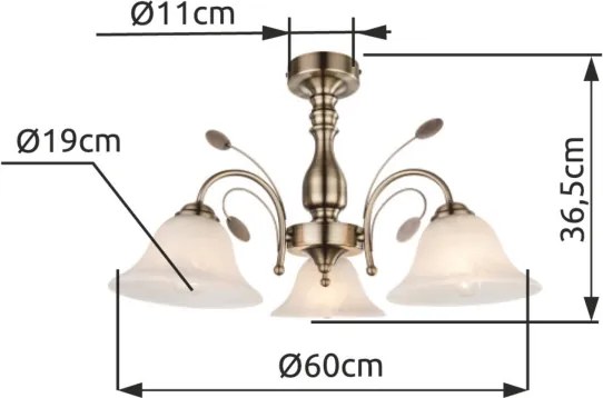 Globo 69007-3 - Stropné svietidlo POSADAS 3xE27/60W/230V