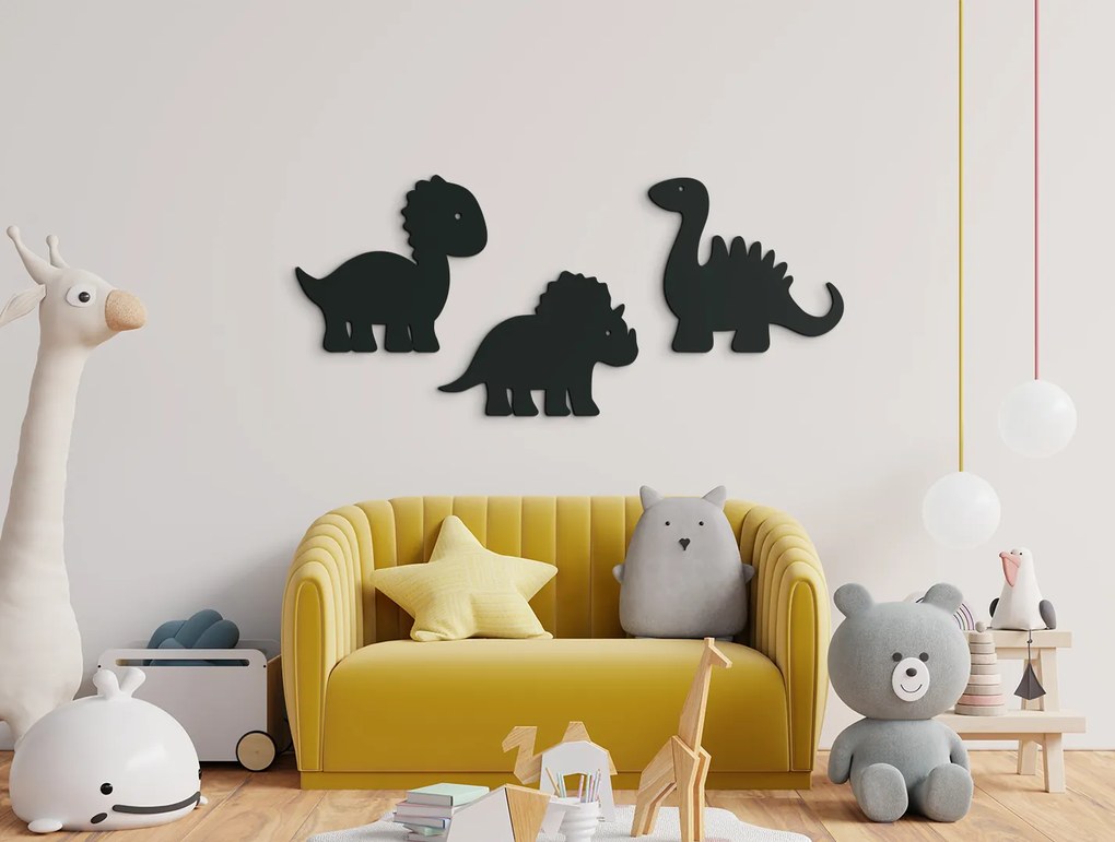 drevko Nálepka do detskej izby Dinosauríky Rozmer obrazu: 28,5 x 65 cm, Farba dekorácie: Čierna