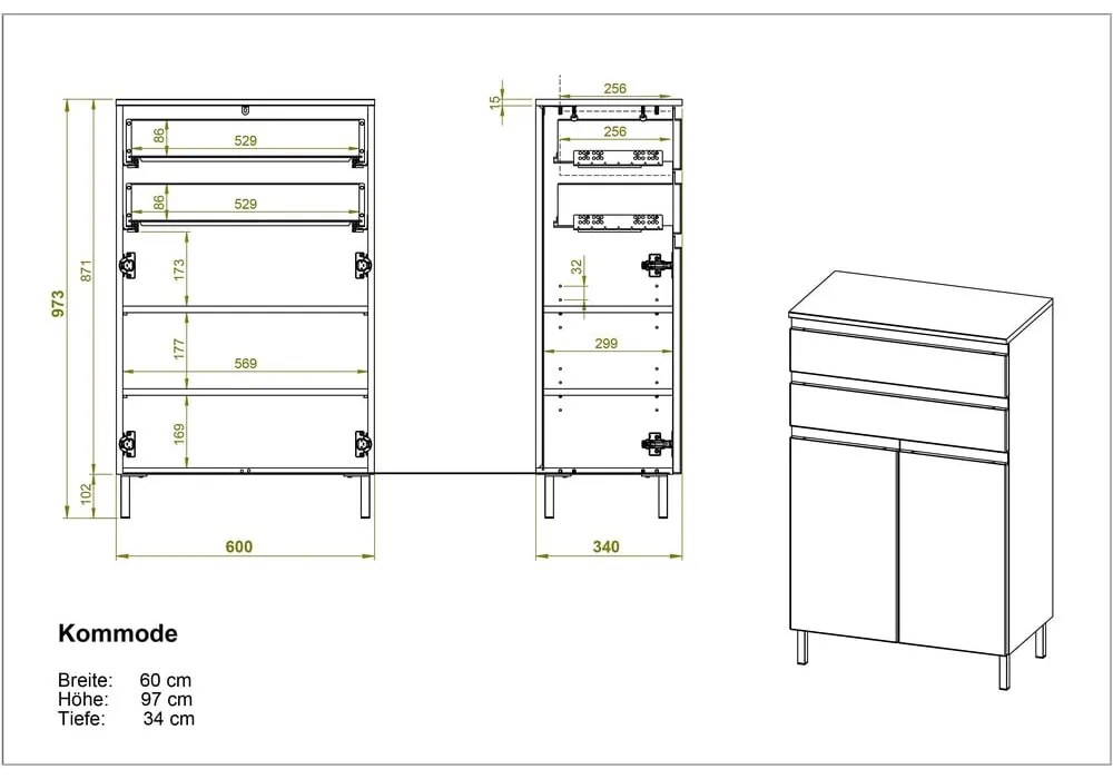Biela nízka kúpeľňová skrinka v dekore duba 60x97 cm Torrance - Germania