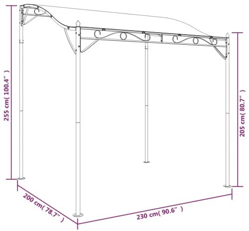 vidaXL Strieška krémová 2x2,3 m 180 g/m² látka a oceľ-