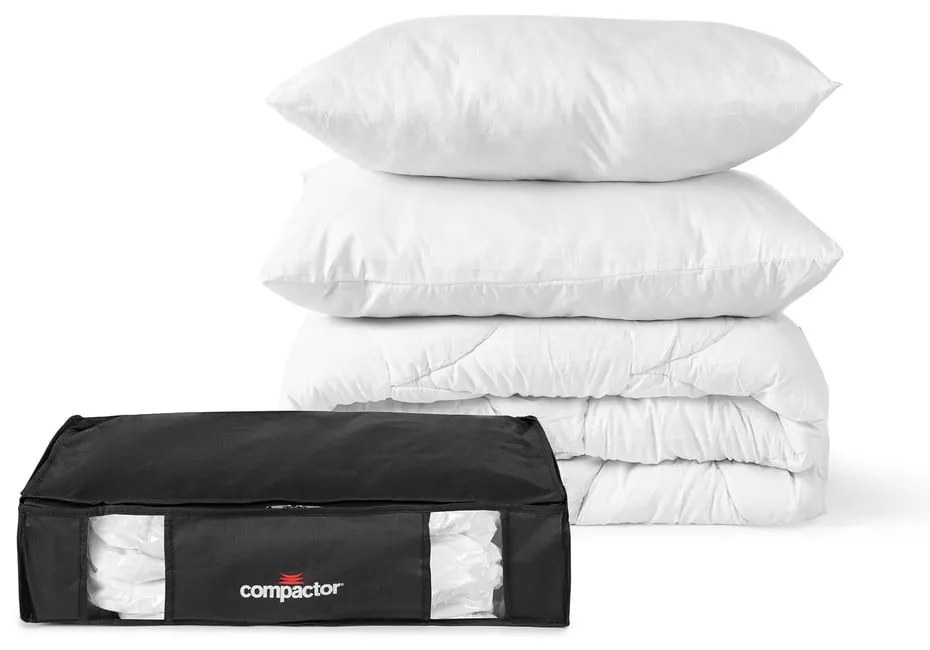 Čierny úložný box na oblečenie pod posteľ Compactor XXL Black Edition 3D, 145 l