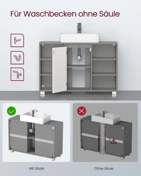Skrinka pod umývadlo BBK507G01 sivá / biela