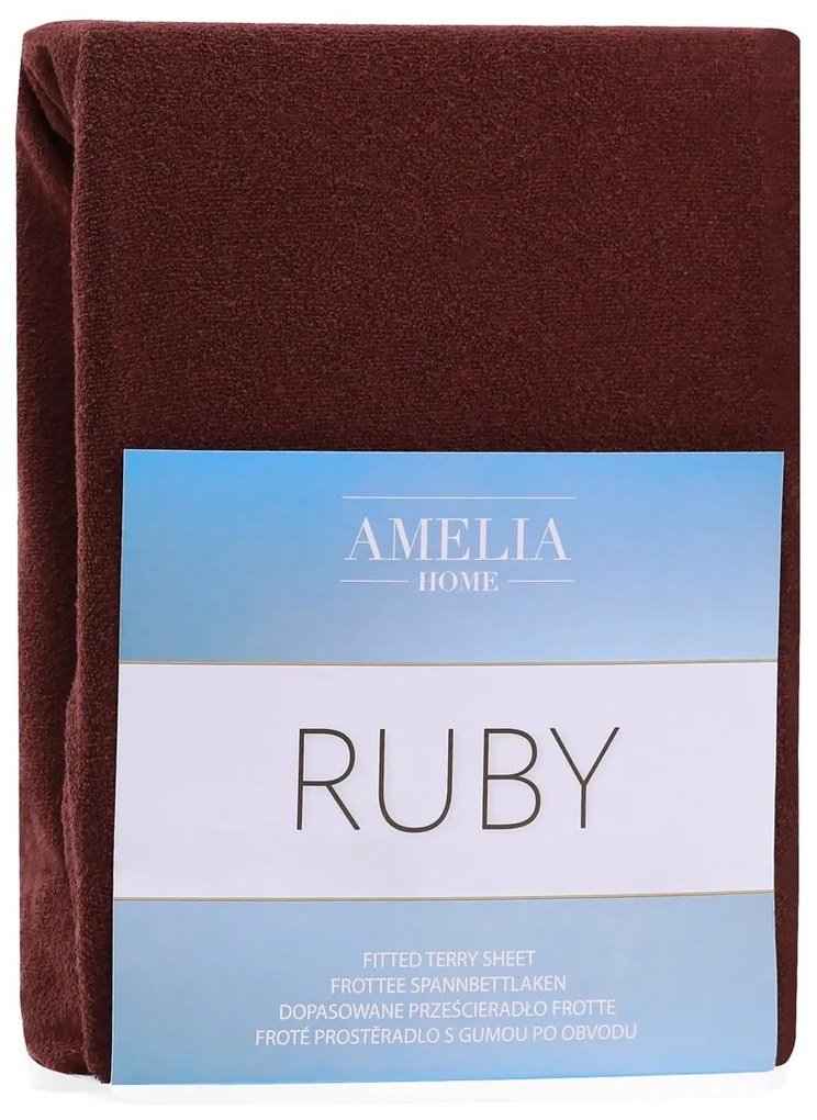 Froté prestieradlo s gumou AmeliaHome Ruby hnedé
