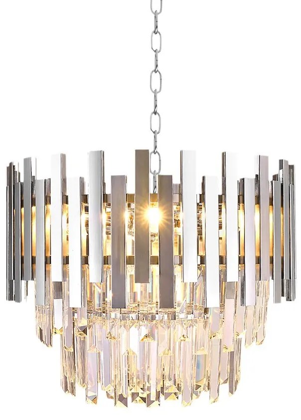 EUlight Luster Aspen, 1x krištáľové/chrómové kovové tienidlo, (fi 45cm), ch