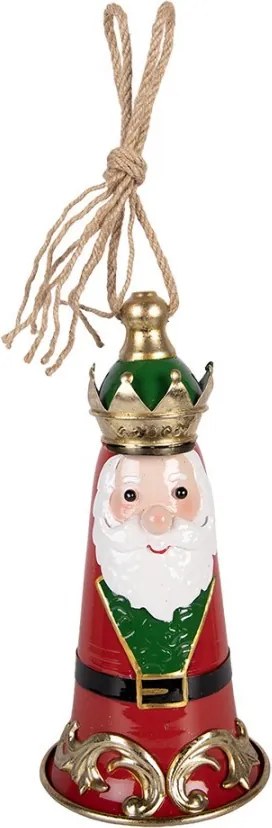 Kúzelný červený kovový vianočný zvonček Santa v podobe kráľa - Ø 13*26 cm