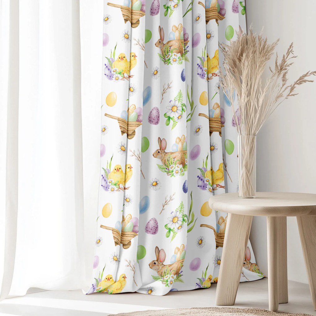 Goldea veľkonočný dekoračný záves - symboly veľkej noci 140x150 cm