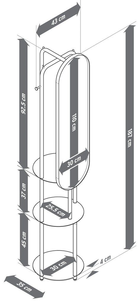 Stojaca vešiaková stena s veľkým zrkadlom