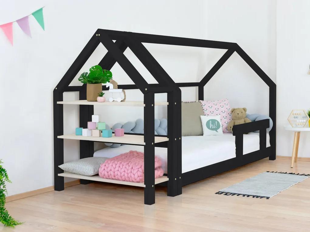 Čierno-nelakovaná domčeková skrinka KTERY pre posteľ Tery 120 cm (pre postel o šírke 120 cm)