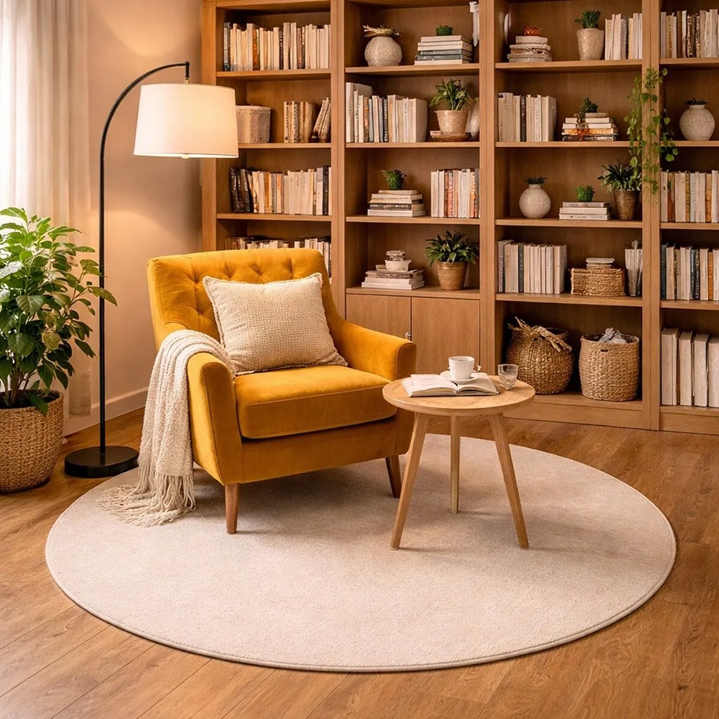 Kusový koberec Royal Lux 03 krémový kruh, 400x400 (priemer) kruh, biela, obývacia izba, AladinWorld Expres