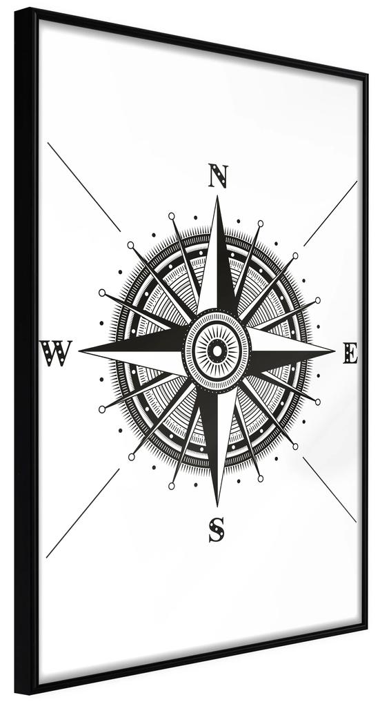 Artgeist Plagát - Compass [Poster] Veľkosť: 30x45, Verzia: Čierny rám s passe-partout
