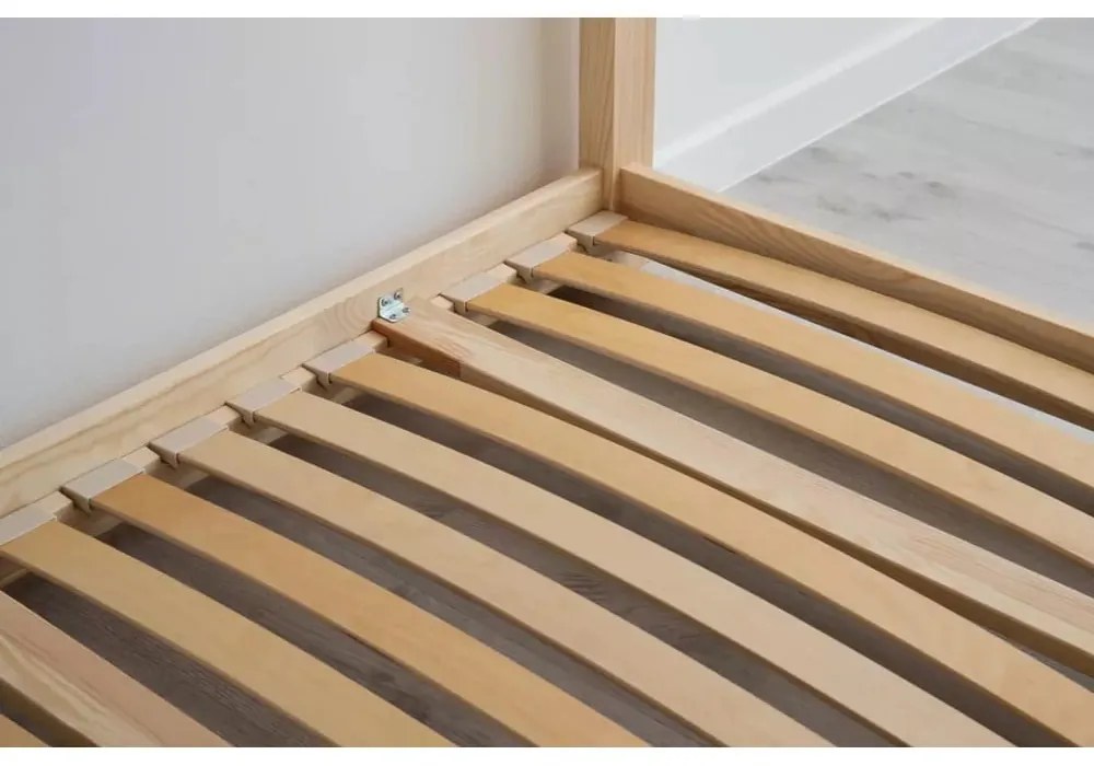 Poschodová detská posteľ s výsuvným lôžkom s úložným priestorom s roštom v prírodnej farbe 80x200 cm CLPB – Adeko