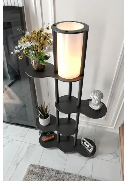 Stojacia lampa s poličkami NOTO 1xE27/40W/230V čierna