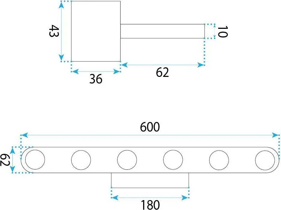 Toolight Toolight, LED nástenné svietidlo, 60cm, 18W, 4000K, 2000lm, SWE055-W, čierna matná, OSW-20155