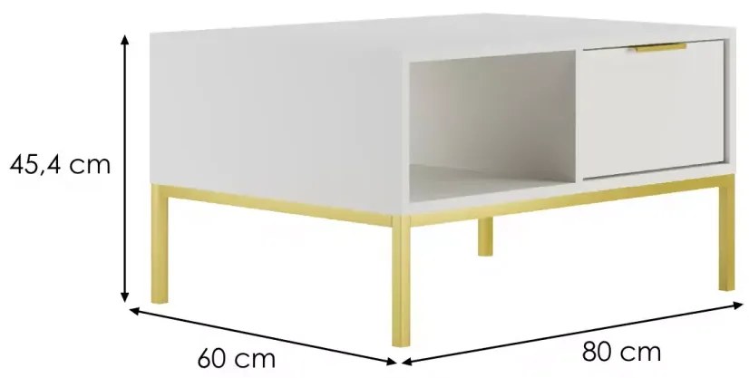 Konferenční stolek Austin 80 cm bílá/zlatá