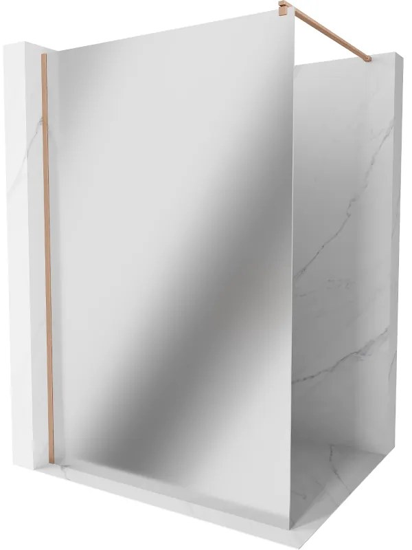 Mexen Kioto, sprchová zástena Walk-In 120 x 200 cm, 8mm sklo vzor zrkadlo, medený matný profil, 800-120-101-65-50