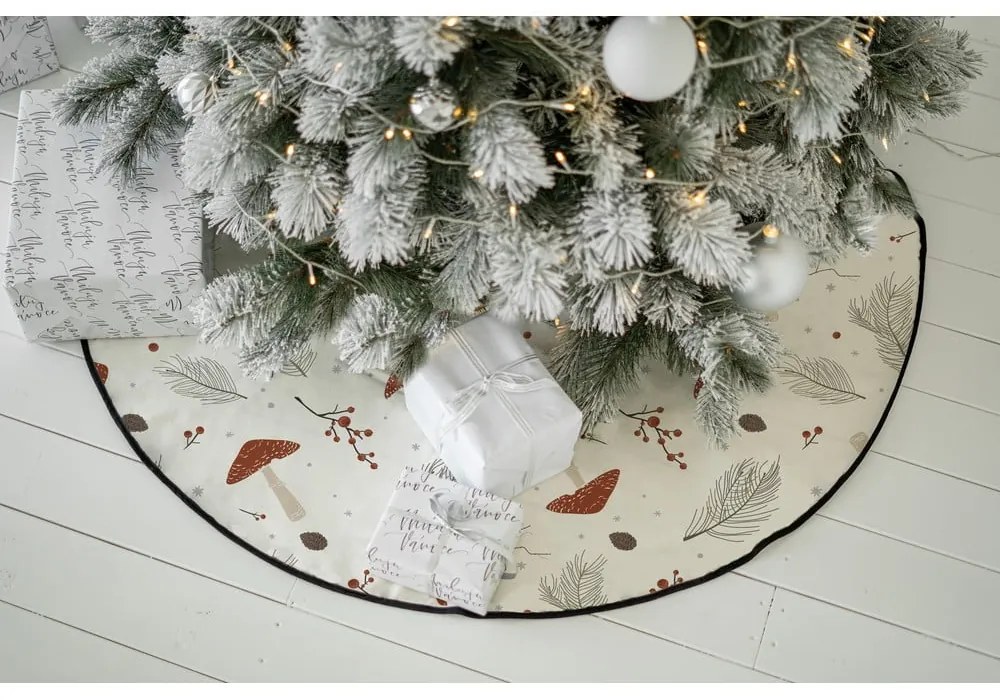 Biely prateľný bavlnený okrúhly koberec pod stromček s vianočným motívom ø 133 cm Toadstool – Butter Kings