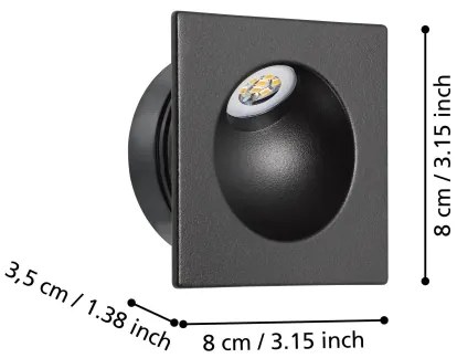 Eglo 900251 - LED Schodiskové svietidlo ZARATE LED/2W/230V 3000K čierna