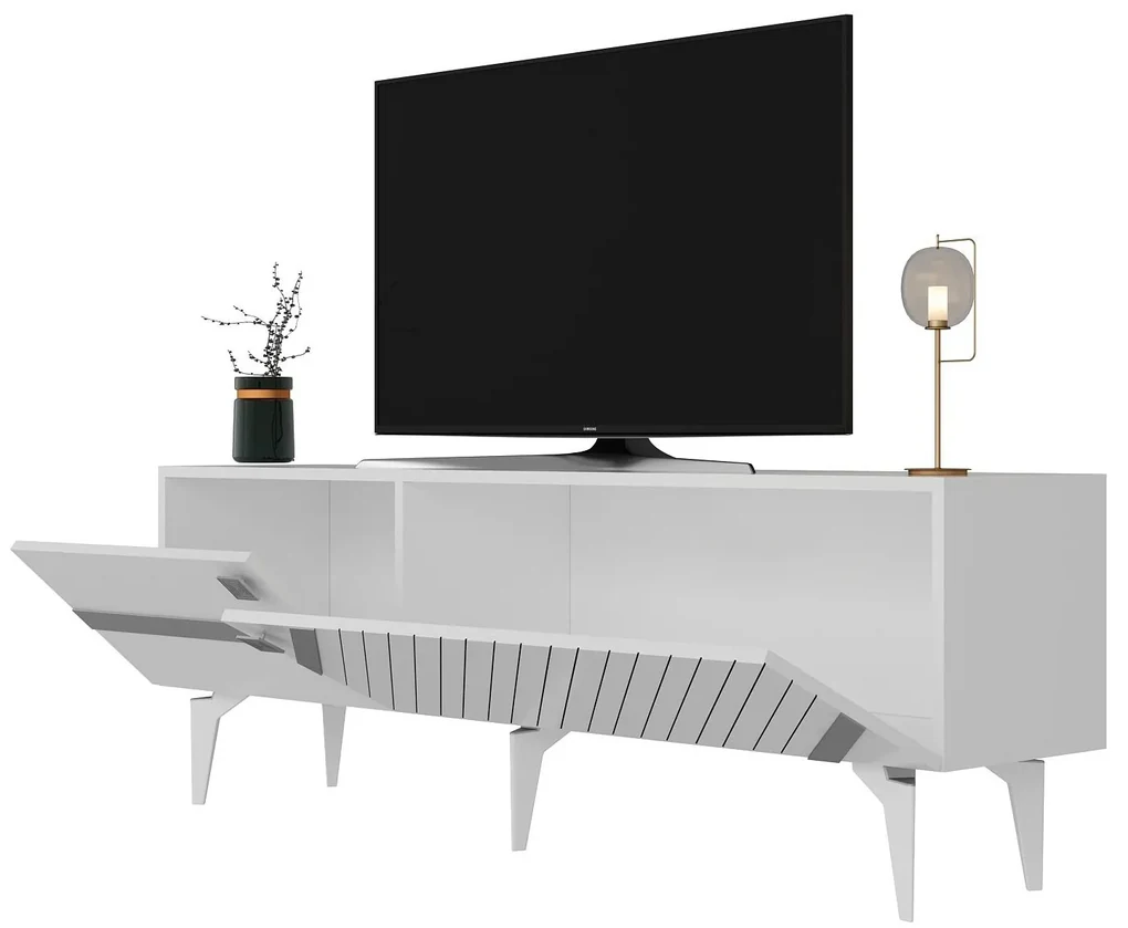 TV stolík/skrinka Tabivo (biela + strieborná) . Vlastná spoľahlivá doprava až k Vám domov. 1095309