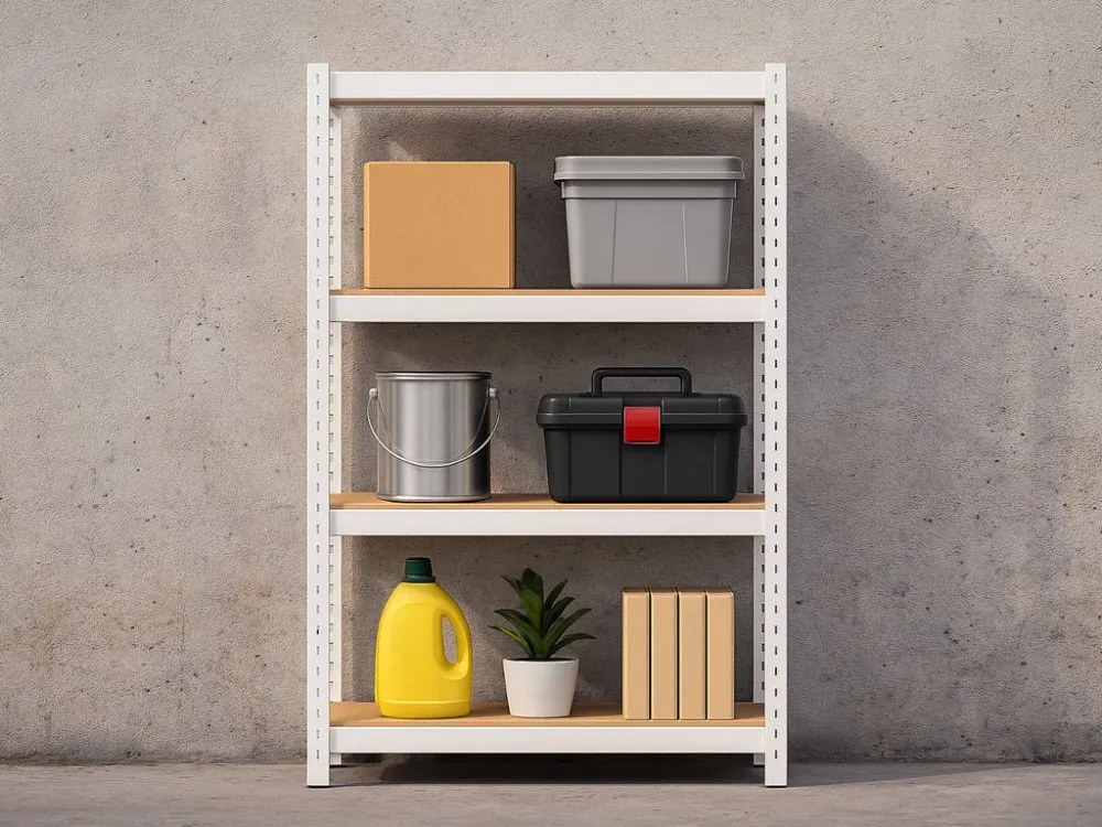 Akcia 20x Regál 150x70x30 cm lakovaný 4-policový, nosnosť 700 kg - biely