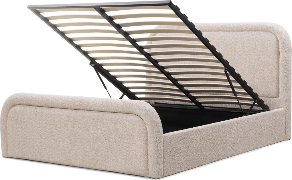 Dvojlôžková čalúnená posteľ Ovoid 140x200 s úložným priestorom béžová