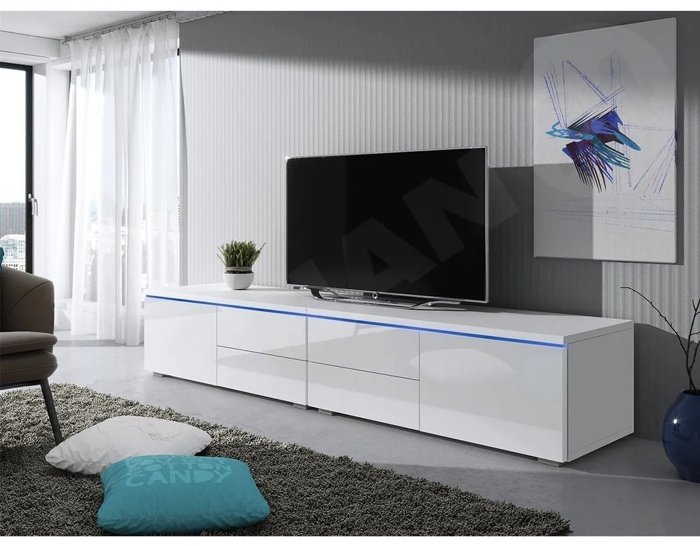 TV stolík Cleo XI Double, Farby: biela / čierny lesk