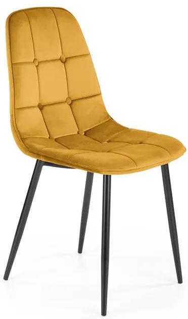 Jedálenská stolička RONO – čalúnená, zamatový poťah, viac farieb Žlutá