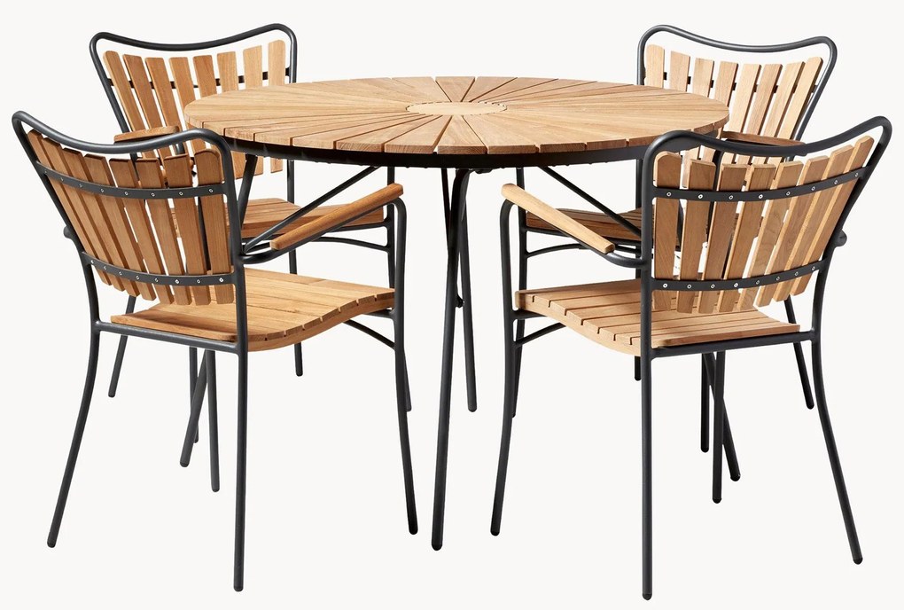 Záhradná súprava nábytku z tíkového dreva Ellen, 5 ks