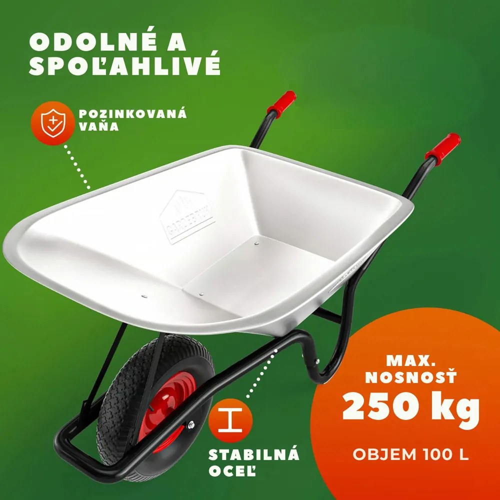 Fúrik BARRY pozinkovaný, max. kapacita 100l/250kg, strieborná/čierna Gardebruk