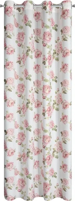 Dekorstudio Záves AVANI 140x250 cm biely s ružami stredná tienivosť 100% polyester
