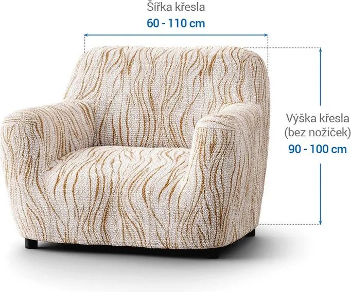 Bielastické poťahy UNIVERSO NOVÉ žíhané béžové kreslo (š. 60 - 110 cm)