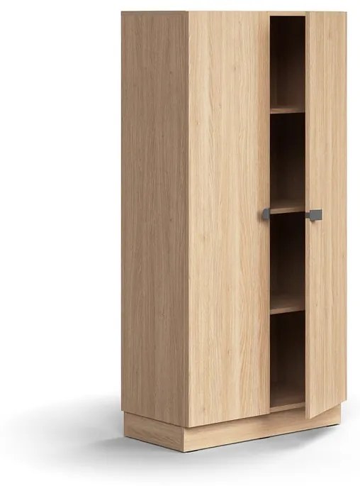 Skriňa QBUS, 3 police, so soklom, s madlom, 1636x800x420 mm, dub