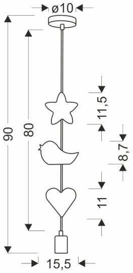 Detský luster na lanku TRIO 1xE27/20W/230V ružová/biela
